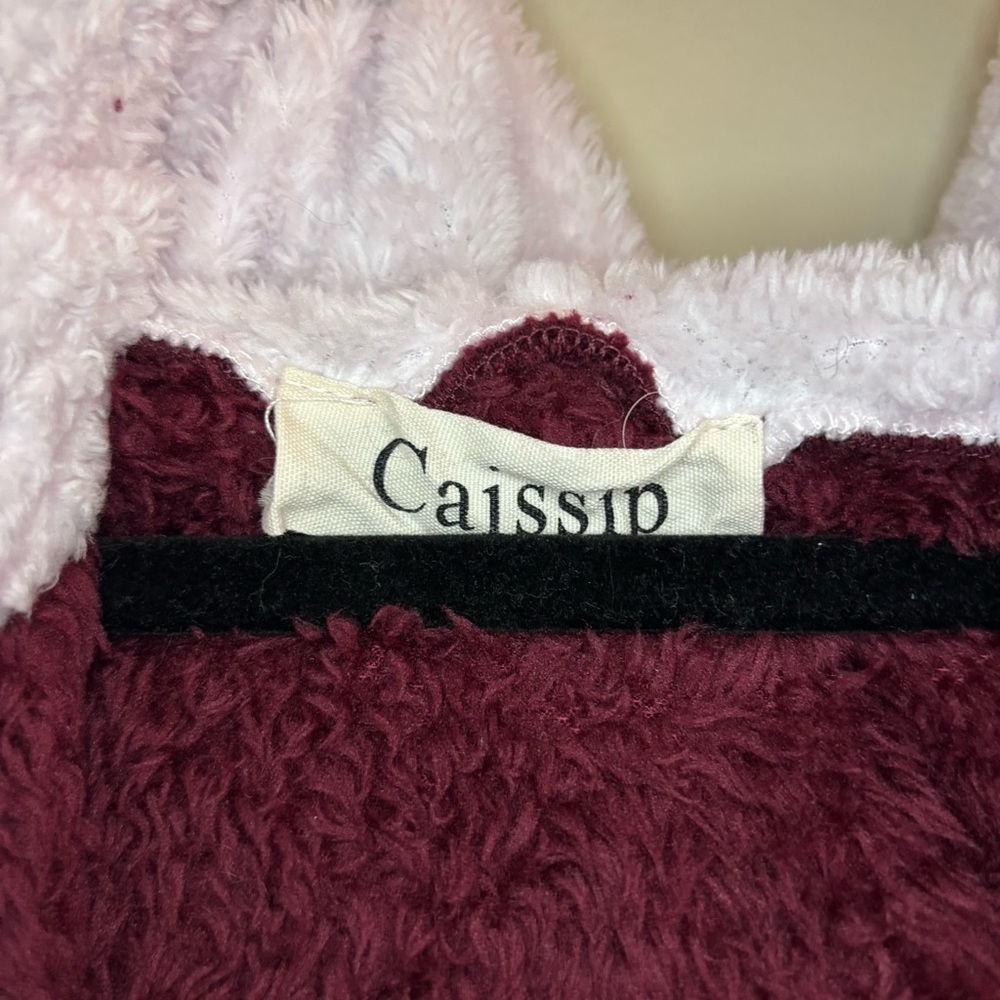 Caissip Womenβs Sherpa Full-Zip Jacket β Burgundy & White Size XXL - Picture 5 of 13